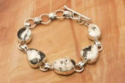 Genuine White Buffalo Turquoise Sterling Silver Link Bracelet